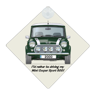 Mini Cooper Sport 2000 (green) Car Window Hanging Sign